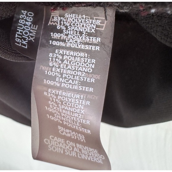 Karl Lagerfeld Paris‎ Black Red Knit Top Lace Trim Sweater Blouse Medium M - Picture 4 of 8